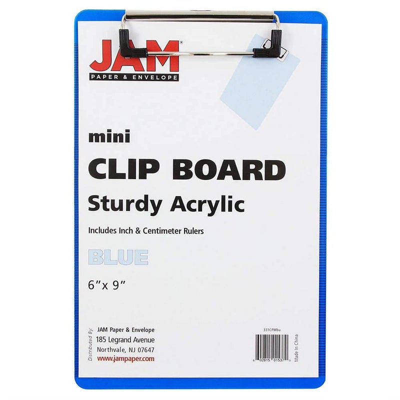 JAM PAPER Small Plastic Memo Clipboards with Low Profile Metal Clip - Mini (6 x 9) - Blue - 12 Clip Boards/Pack - Image 3